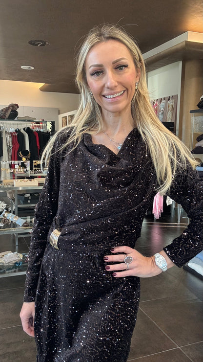 ABITO PAILETTES CIOCCOLATO